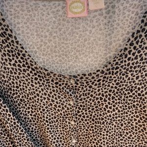 Animal Print Cotton Cardigan 3/4 sleeve Leopard